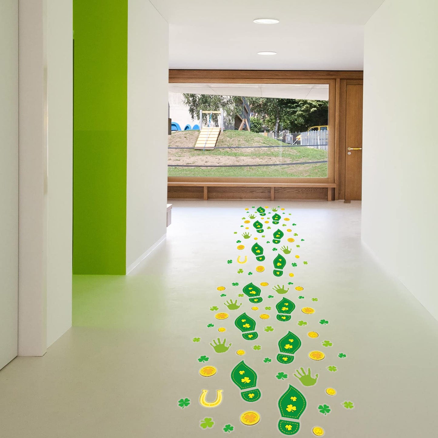 400Pcs Leprechaun Footprint Stickers St. Patricks Day Stickers Leprechaun Floor Decals Shamrock Gold Coin Decoration Stickers f