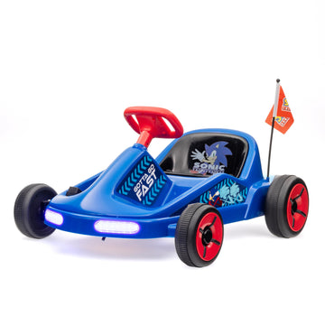 Sonic The Hedgehog 12V Electric Go Kart For Kids, Electric Ride-On Toy With Lights, Seat Belt, Ages 3-6, Durable Pvc And Iron Co