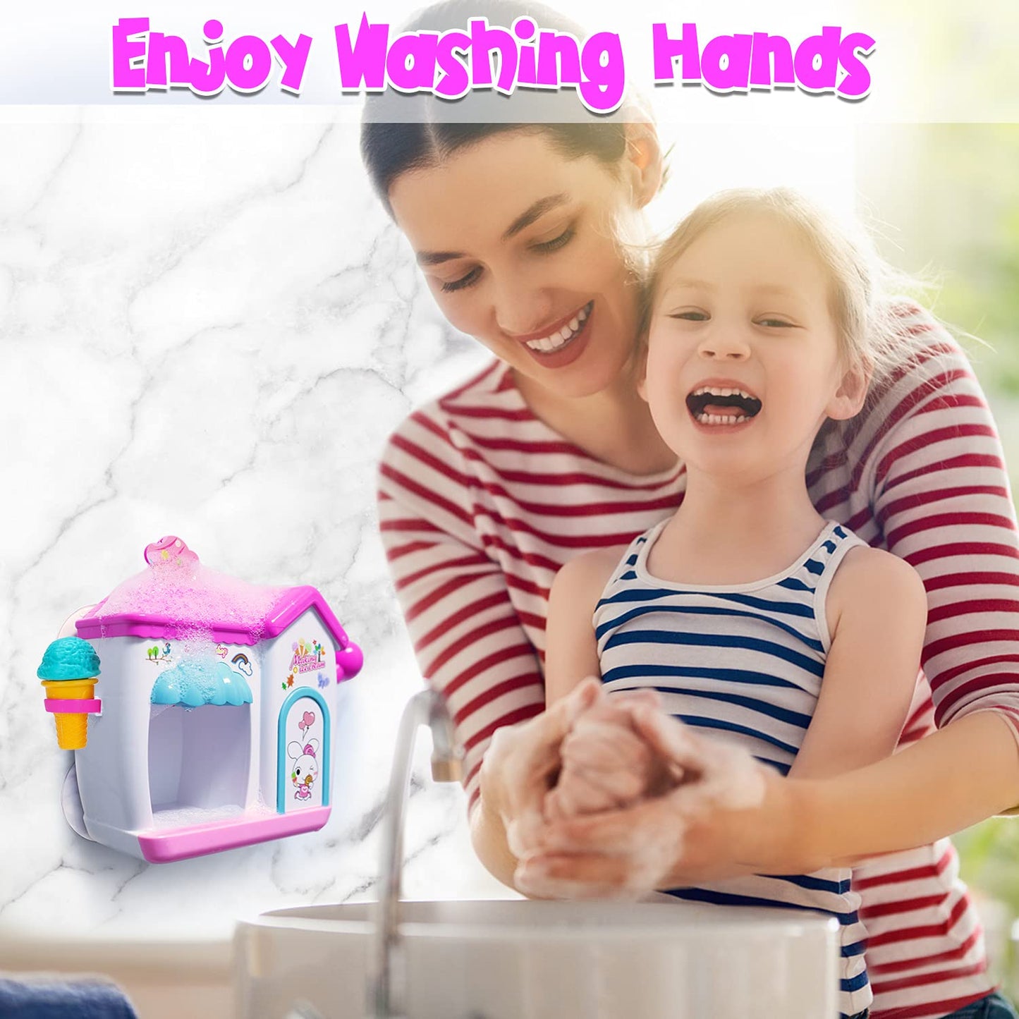 AugToy Ice Cream Foam Maker Bath Toys for Toddlers, Small Pink Foam Set, Ages 3-5, Perfect for Easter & Birthday Gifts
