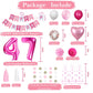 Sweet 47Th Birthday Decorations For Women, Pink And White 47 Happy Birthday Balloons,47Th Birthday Party Supplies Including Pink