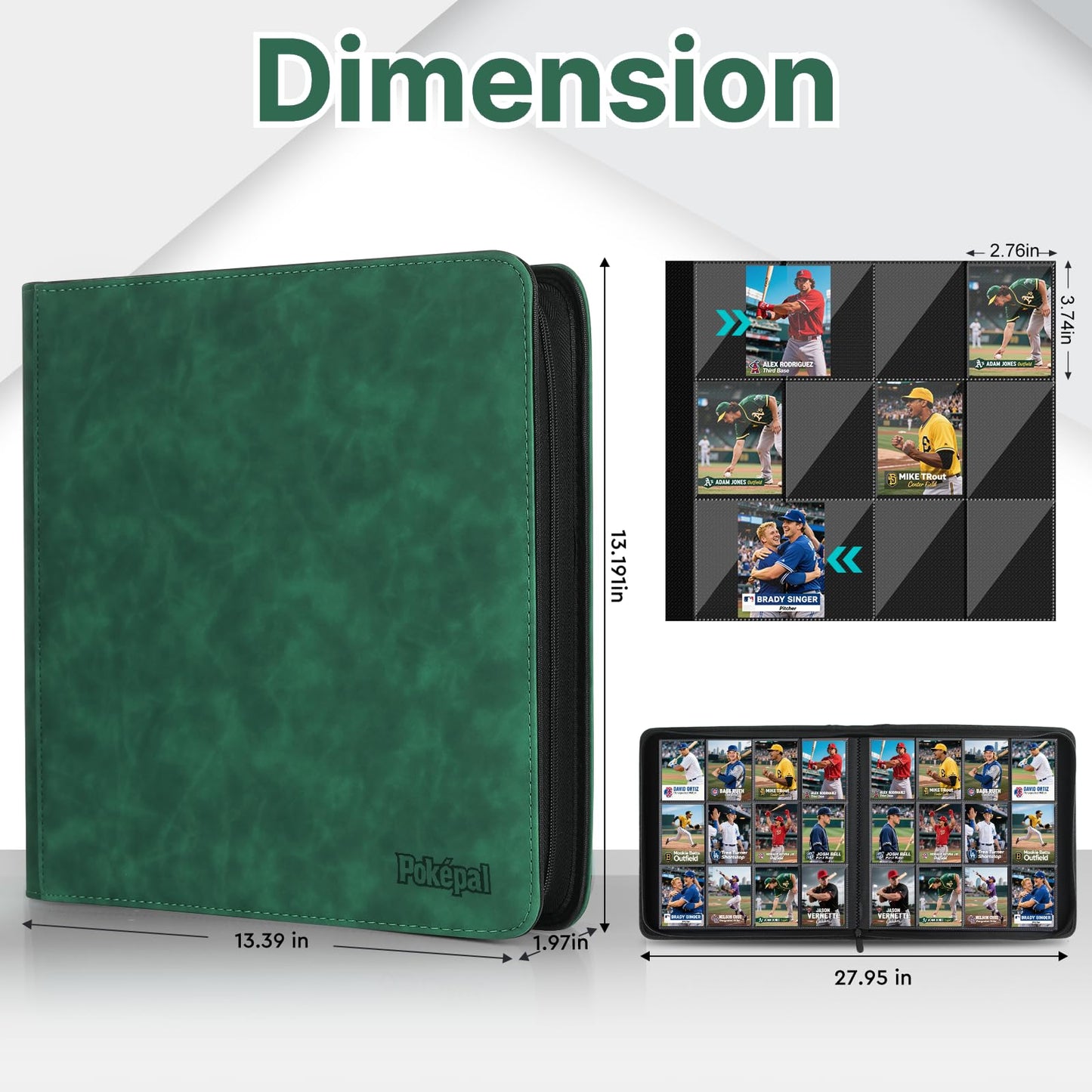 Pok?pal Trading Card Binder  12 Pocket Card Collection Binder for 720 Cards  enhanced Card Book Double Sided Pocket  Collector Album Card Holder Folder for TCG PM MTG OPCG YGO Sports Cards (Dark Green)