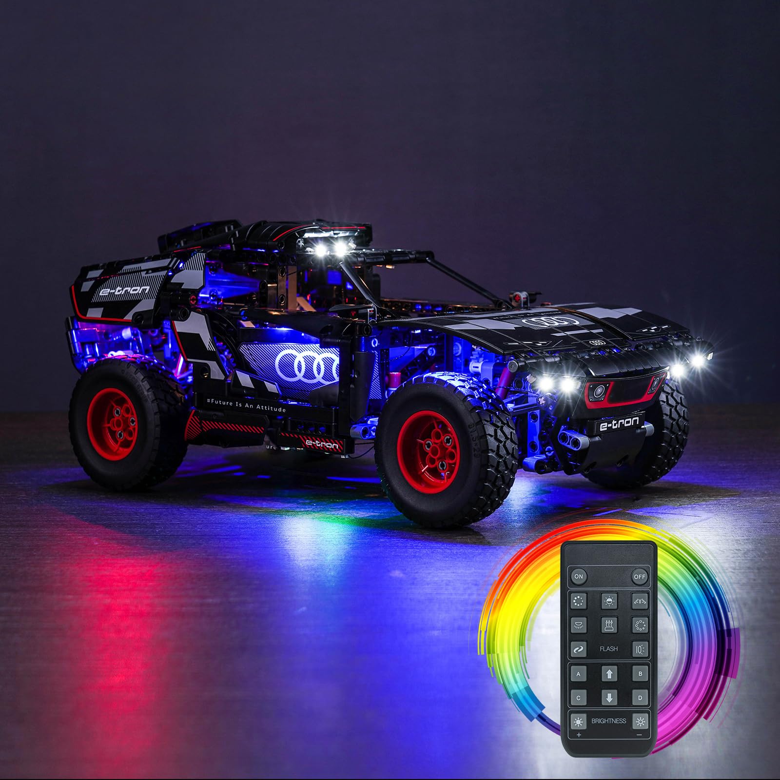 BrickBling LED Light Compatible with Lego Technic Audi RS Q e-tron 42160 Toy Car Building Set, Remote Control Version Lighting K