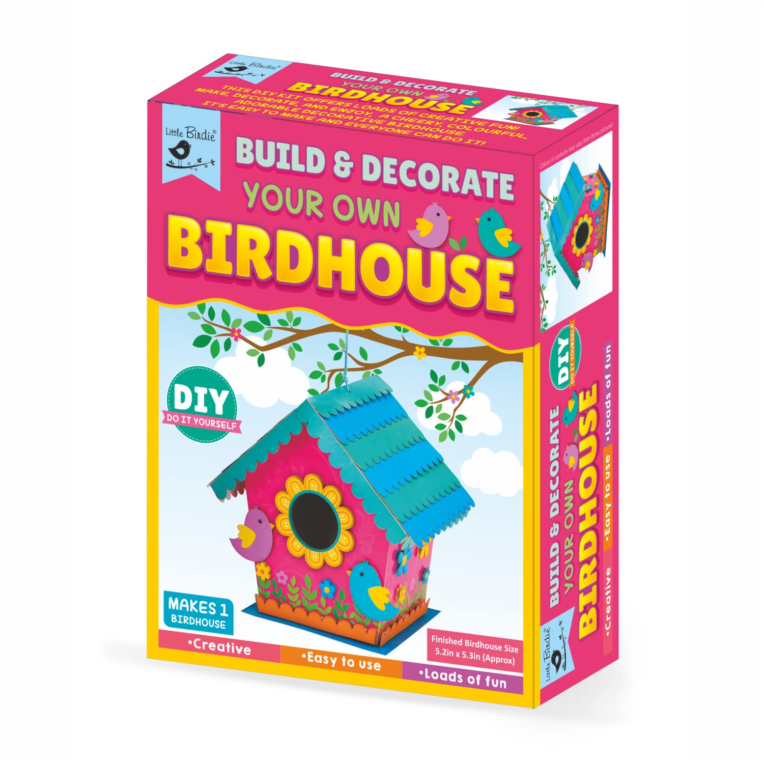 Little Birdie Diy Build & Decorate Your Own Bird House Kit| Art & Craft, Creative, Fun & Activity Diy Learning Kit | Gift For Ki