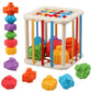 Baby Sensory Shape Sorter Blocks Toy, Activity Cube Bins, Montessori Educational Learning Fine Motor Skills Toys for Babies Todd