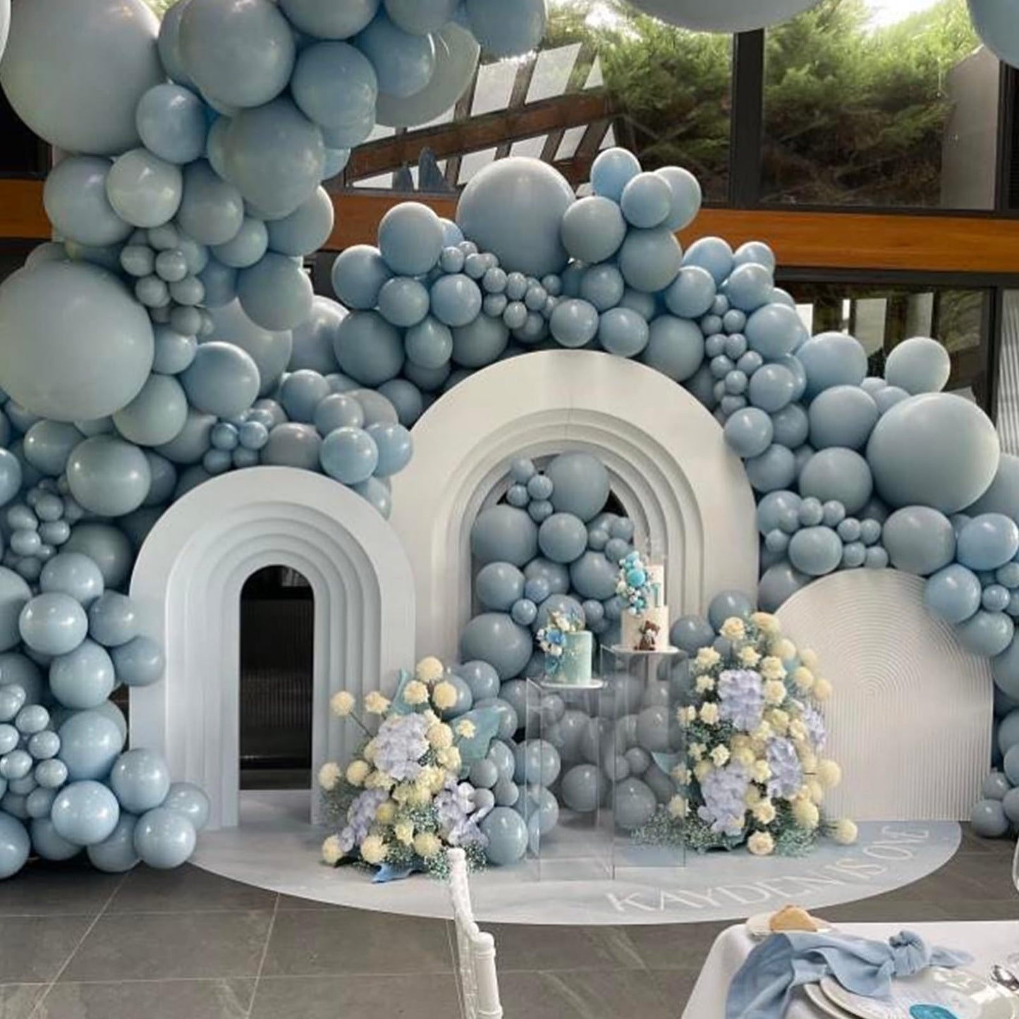 Jobkoo Blue Balloons 12 Inch, 100 Pack Pale Aqua Blue Balloon Muted Dusty Blue Latex Balloons Matte Retro Powder Light Blue Heli