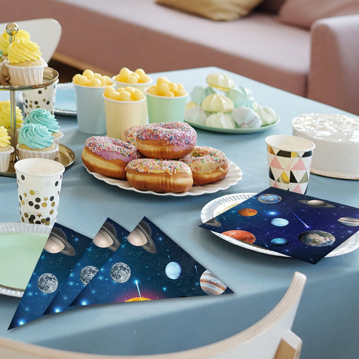 Solar System Decorations-40Pcs Space Theme Napkins Galaxy Planet Paper Napkin For Outer Space Party Supplies