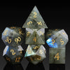 Labradorite Gemstone Dice Set DND,DNDND Full Set Real Stone Dice Set with Grogeous Gift Case for Dungeons and Dragon and Tableto
