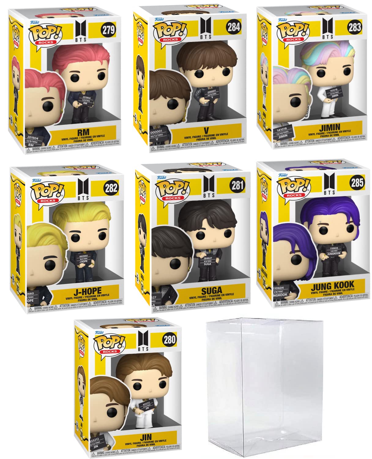 Funko Pop BTS Butter Set of 7 Figures - RM, J-Hope, Suga, Jimin, Jin, Jung Kook, V - Vinyl Multicolor with EcoTek Protector Case