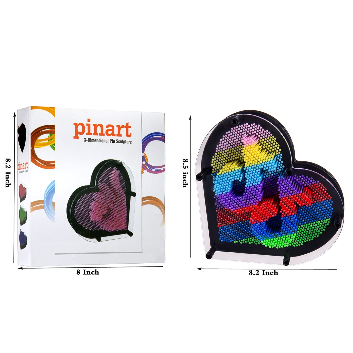3D Pin Art Intellectual Fun Toy Rainbow Pin Art Palm Board Extra Large(8.5 X8 Inches) Arouse Sense Of Imagination Innovative Boundless Creativity