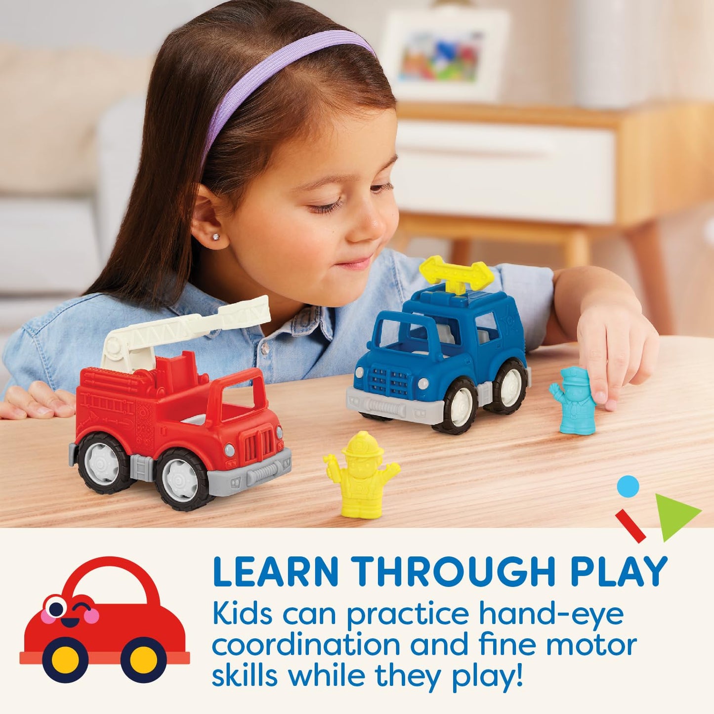 Battat - Wonder Wheels - Toy Emergency Vehicles - Ambulance, Police Car, Fire Truck - Rescue Set for Kids - Movable Parts - 1 Ye