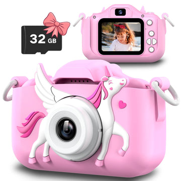 Slothcloud Unicorn Kids Selfie Camera,Unicorn Gifts For Girls Age 3-12,Hd Kids Digital Video Cameras For Toddler,Toy For 3 4 5 6