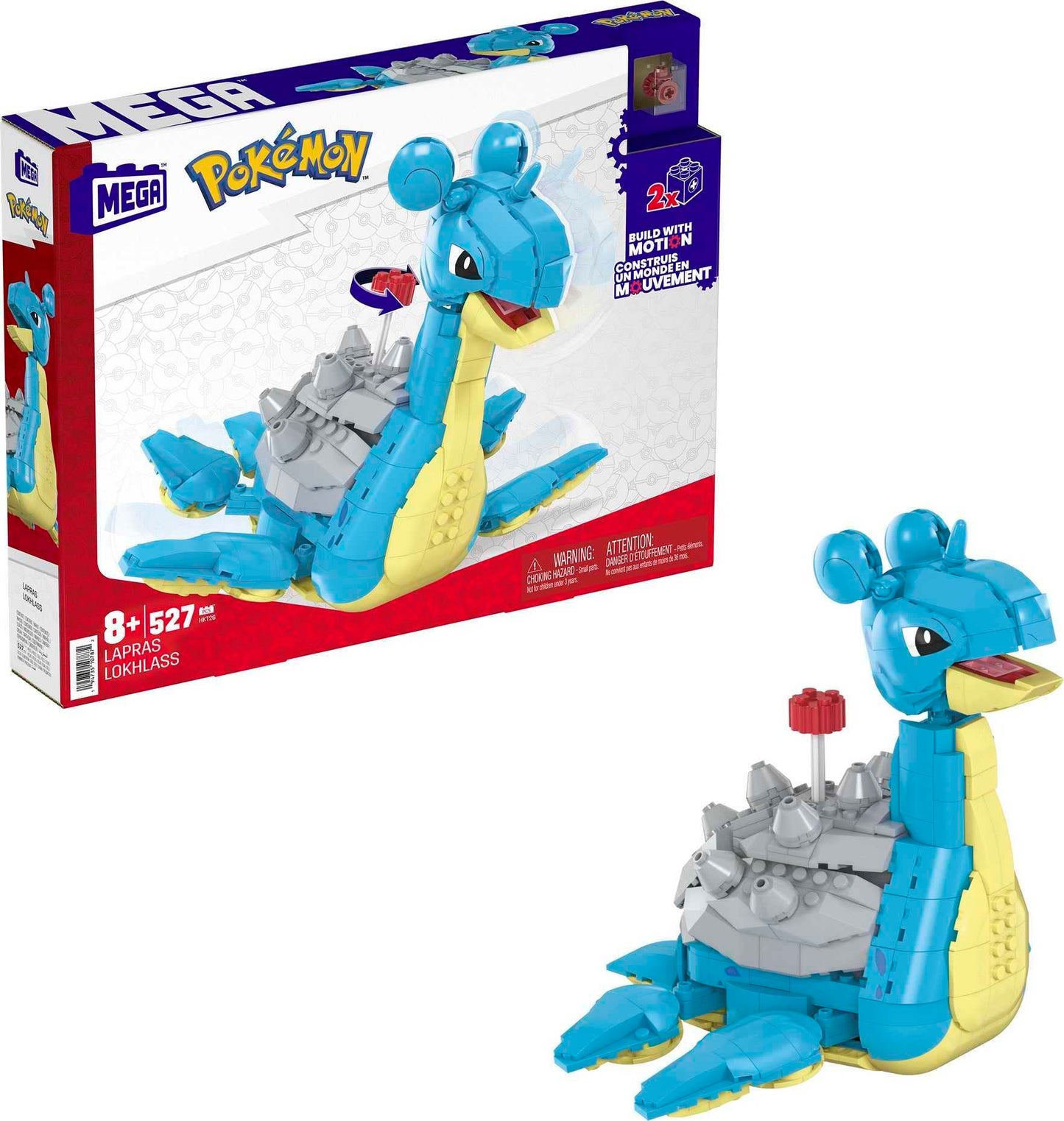 Mega Pokémon Building Toys Set Lapras With 527 Pieces, Articulated And Poseable With Motion, 6 Inches Tall, For Kids