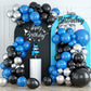 Black Blue Silver Balloon Garland Kit, Blue Silver Balloon Garland Kit With Black Blue And Silver Latex Balloons, Black Blue Sil