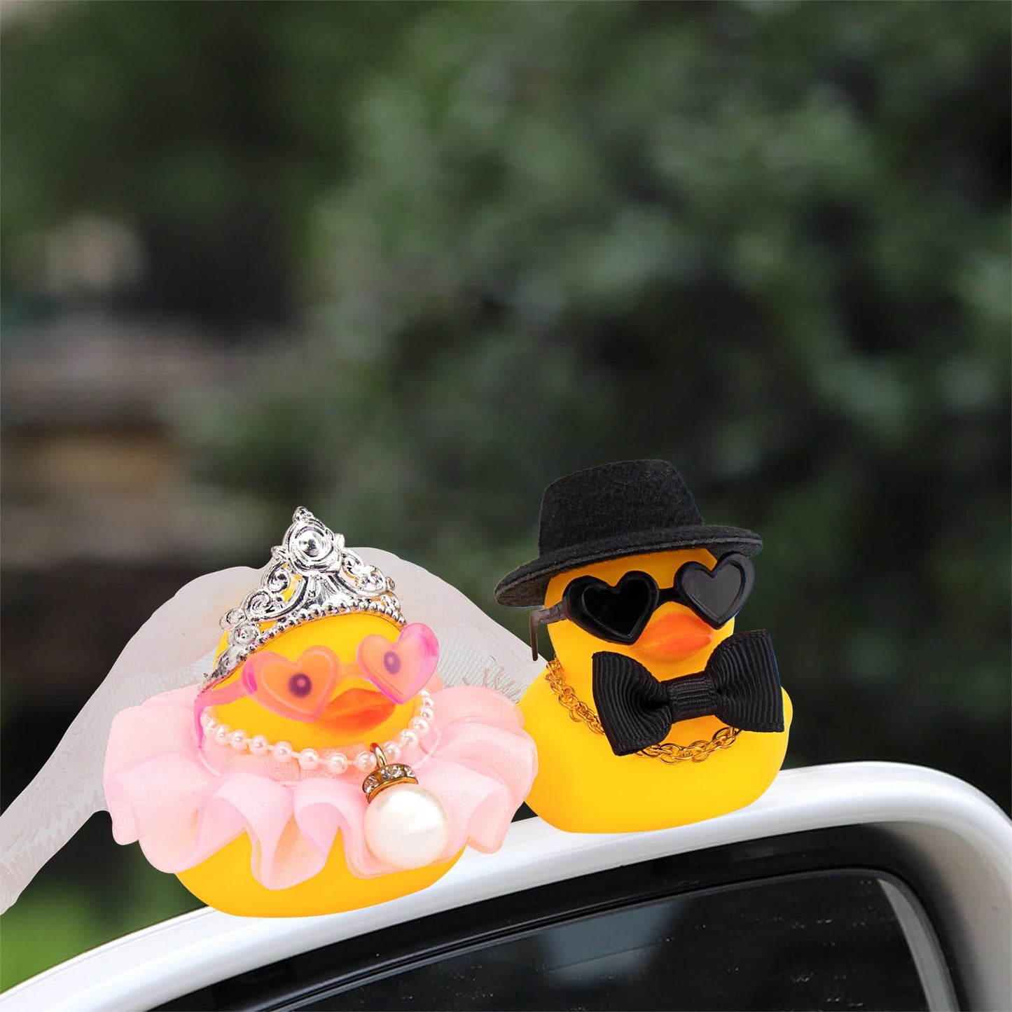 wonuu Pair Set of 2 Wedding Rubber Ducks, Bride Groom Duckies Marriage Rubber Duck Mini Couple Ducky for Ceremony Gift Souvenir