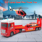 Yiwsnust Large Flatbed Semi Truck Toy For Kids, 25.6 Big Fire Truck Toy With Flatbed Trailer, Helicopter And Fire Police Car, Fr