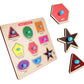 Funbizz Wooden Shapes & Colours Peg Puzzle For Kids Montessori Shape & Color Recognition Learning Board Wooden Knob Puzzle For T