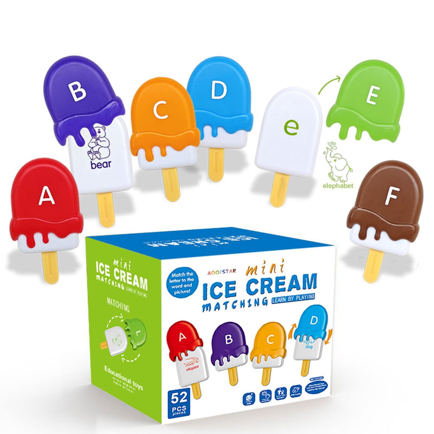 Alphabet Learning Activities Preschool Educational Abc Toys For Kids 1-3 Fine Motor Skills Matching Ice Cream Toys Autism Sensor