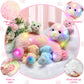 Skylety Nurturing Cat Stuffed Animal With 4 Plush Kittens, Cat Baby Stuffed For Girls And Boys Plushy Mommy Kitty With Baby Kittens For Birthday Party Favors Gifts(Led Style)