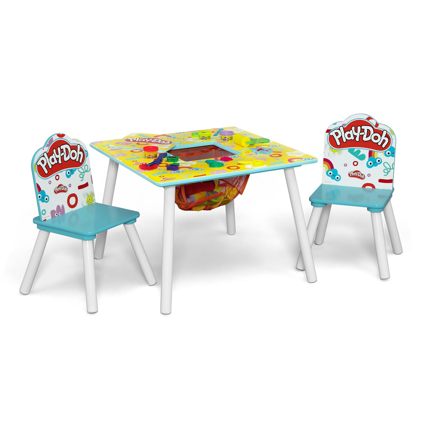 Delta Children- Play Doh Table and 2 Chair Set - Includes 10-Pack of Assorted 1oz Play Doh Cans and 51 Accessories