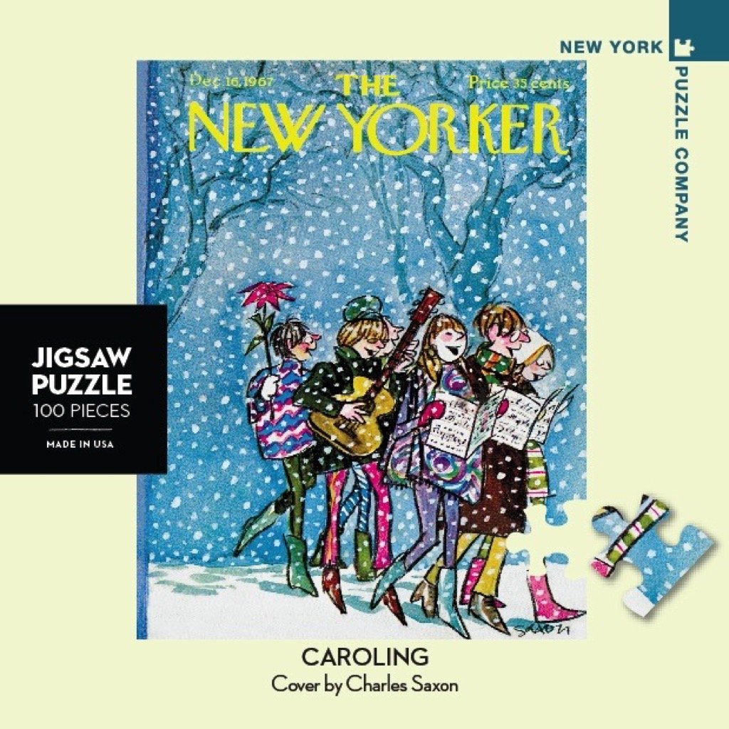 New York Puzzle Company - New Yorker Caroling Mini - 100 Piece Jigsaw Puzzle For Family Game Nights By Charles Saxon