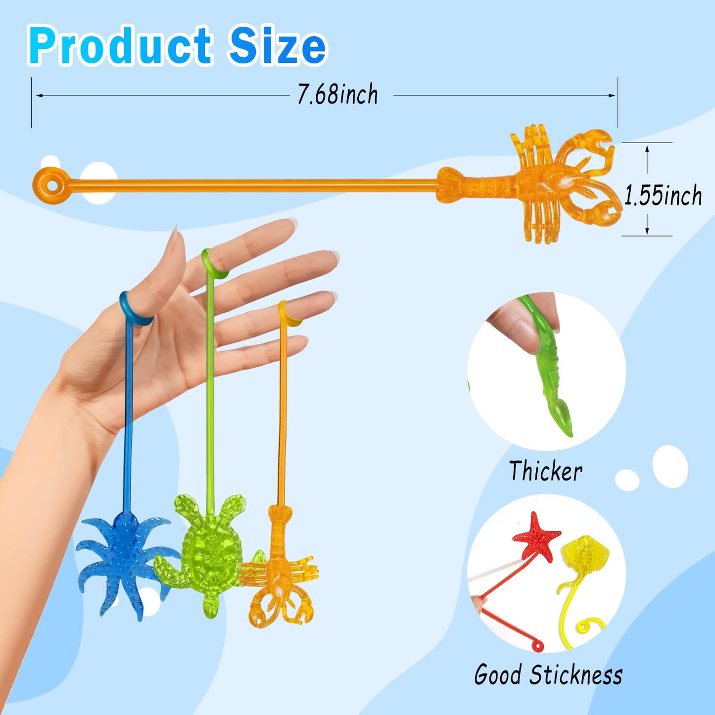 42Pcs Sticky Hands Bulk Ocean Animal Party Favors For Kids Stretchy Sticky Hand Fidget Toys Goodie Bag Stuffers Treasure Box Toys For Classroom Prizes Birthday Party Supplies Easter Basket Stuffers
