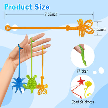 42Pcs Sticky Hands Bulk Ocean Animal Party Favors For Kids Stretchy Sticky Hand Fidget Toys Goodie Bag Stuffers Treasure Box Toys For Classroom Prizes Birthday Party Supplies Easter Basket Stuffers