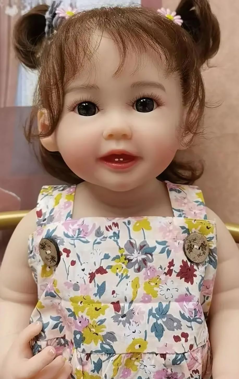 TERABITHIA 22 Inches Cute Lifelike Happy as Can be Reborn Baby Doll Crafted in Full Body Silicone Vinyl Anatomically Correct Realistic Smiling with Teeth Newborn Toddler Dolls Washable Girl WW01379-b
