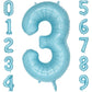 Paticool 40 Inch Blue Number Balloon 3, Large Light Blue Number Foil Mylar Balloons For Birthday Party Celebration Decorations S