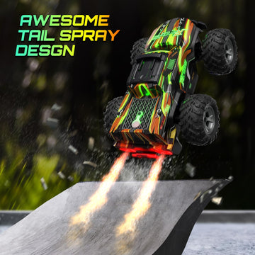 Remote Control Car for Boys, 1:16 Scale All Terrain RC Cars,High Speed 25Km/h Fast Car with Colorful Led Light and Spray, 2x1300