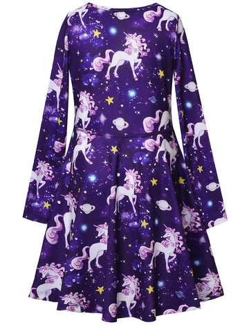 America Doll & Girl Matching Dresses Star Unicorn Clothes Outfits Long Sleeve 8-9 Years