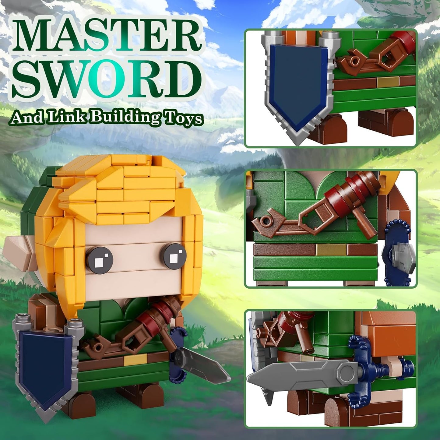 Latephiy The Master decorative replica blade Building Kit with Link Action Figures Building Set  BOTW 2 in1 Micro Hyrule Building Blocks Set  Birthday Party Decorations Supplies  Gifts for Fans Kids mature-themeds