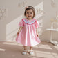 Toddler Girl Back To School Clothes Embroidery Smocked Dress Doll Collar Sundress First Day Of Pre Kindergarten Outfit (Ghost-Pi