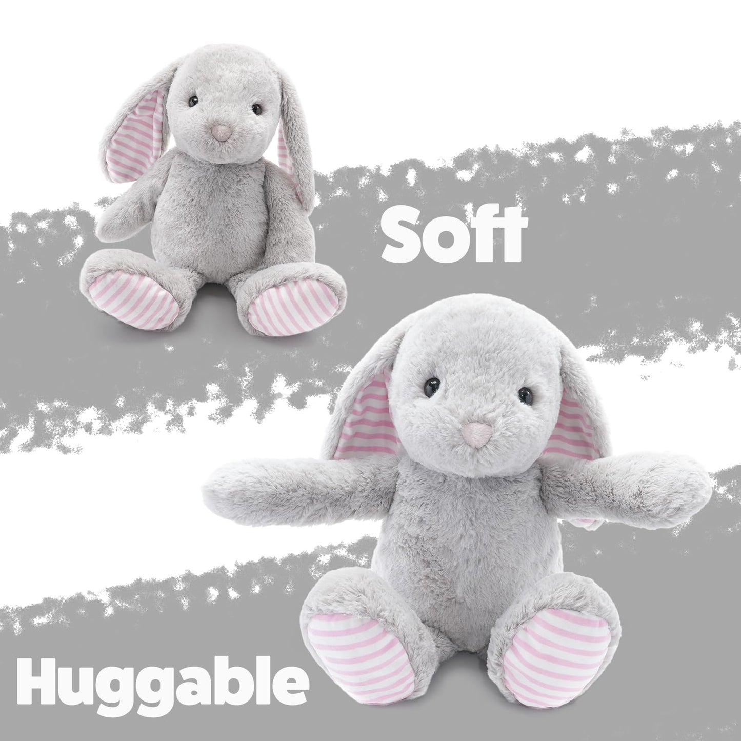 WEIGEDU Gray Bunny Rabbit Stuffed Animals Plush Toys for Kids Girls Boys Baby Birthday Bedtime Gift, 17.7 inches