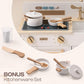 ROBOTIME Play Kitchen for Toddlers, Wooden Kids Play Kitchen Playset with Real Lights & Sounds/Ice Cube Dispenser, Pretend Play