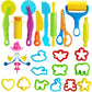 Playdough Tool Kit, 28 Pcs Basic Clay and Dough Tools Starter Set for Kids Ages 3+ Creative Play Accessories with Various Shape 