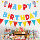Zwiebeco Birthday Party Decoration Supplies Red Blue Yellow Happy Birthday Sign Banner Triangle Flags Pennant Banner Hanging Pap
