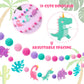 Kingdder 3 Pcs Pink Dinosaur Banner Party Decoration for Girls Pink Pom Pom Birthday Garland Felt Ball Banner Dinosaur Theme Hol