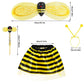 Tiggell 4 Pack Girls Bee Costume Set Fancy Princess Tutu Skirt + Wings + Antenna Headband + Fairy Stick Wand For Halloween Dress