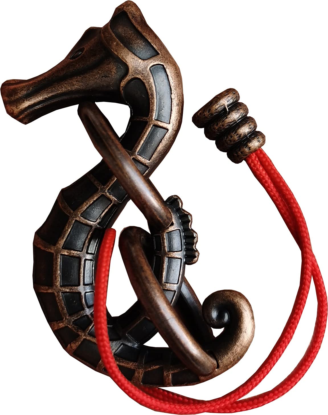 GINFH Cast Metal Brain Teaser Puzzle - Seahorse & Rope, Zinc Construction, Intellectual Toy for Exploration and Thinking