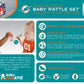 Babyfanatic Wood Rattle 2 Pack - Nfl Miami Dolphins - Officially Licensed Baby Toy Set