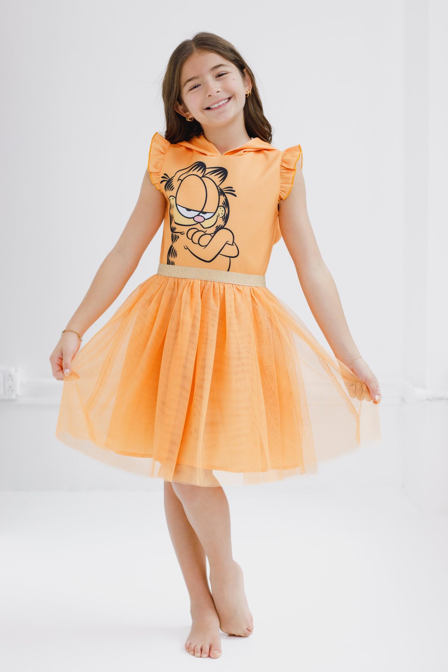 Garfield Little Girls Cosplay Tulle Dress Orange 5