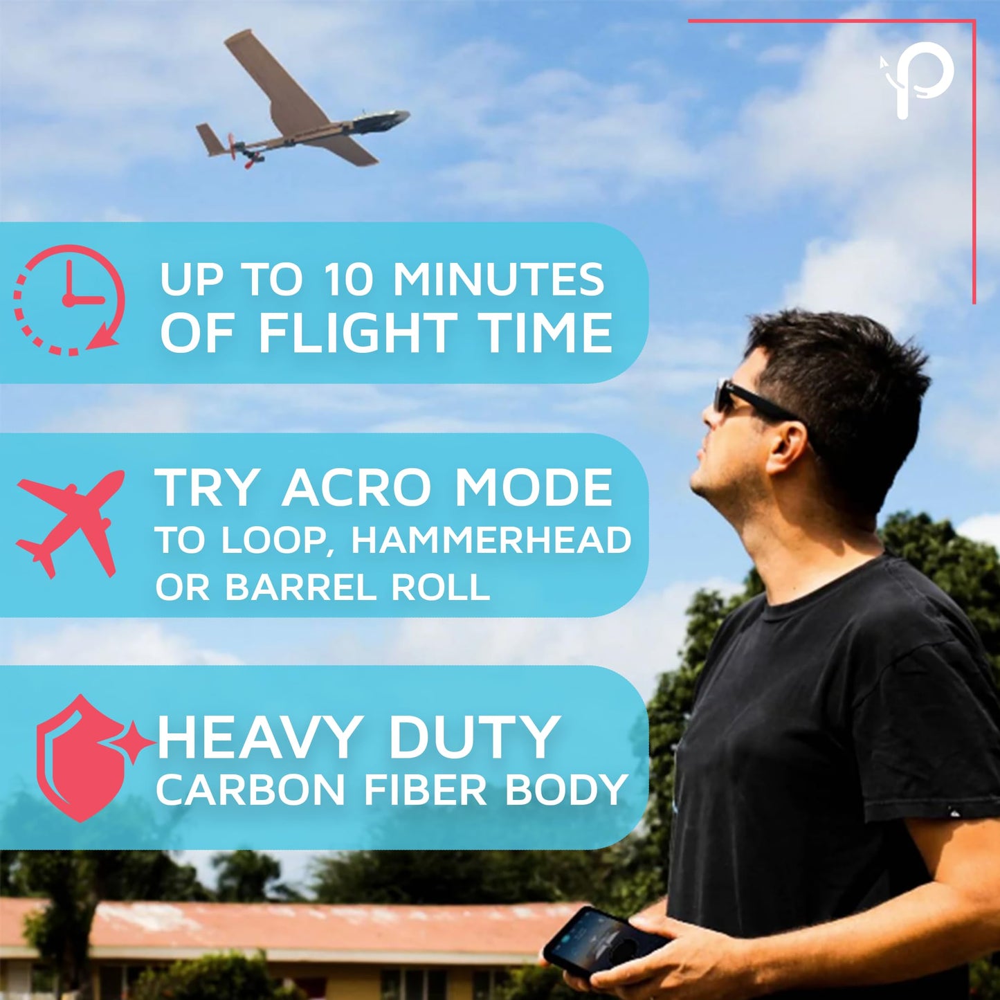 Powerup 4.0 Smartphone Controlled Balsa Wood Airplane Kit. Wood Plane Model Kit Easy And Fun To Fly. Outdoor Stem Building. Diy