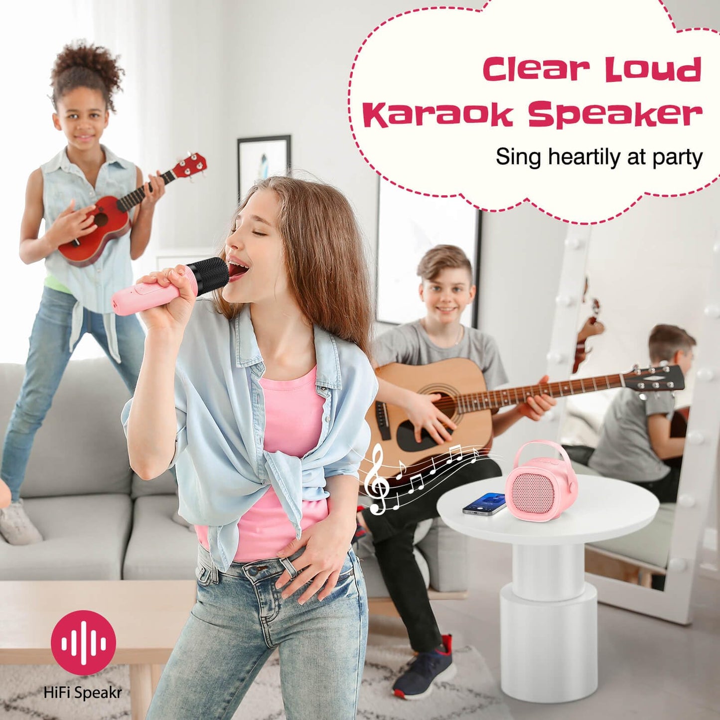 Lenrue Karaoke Machine For Kids With Wireless Microphone, 4 Magic Voices, Karaoke Toys For Girls Boys, Best Birthday Gifts For K