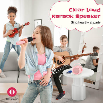 Lenrue Karaoke Machine For Kids With Wireless Microphone, 4 Magic Voices, Karaoke Toys For Girls Boys, Best Birthday Gifts For K