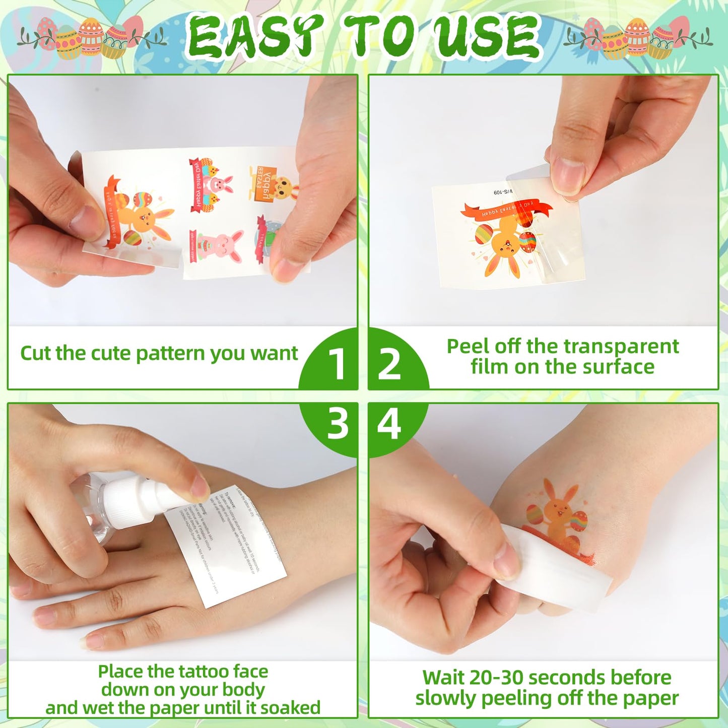 6 Pack Prefilled Easter Eggs With Parachute Toys Inside, Parachute Toys For Kids With 35 Pcs Easter Temporary Tattoos Easter Bas