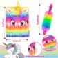 Unicorn Gifts For Girls 5 6 7 8 9 10-12 Years Old Valentine'S Day Gift, Kids Plush Unicorn Toys With Secret Diary Water Bottle Pop Rainbow Purse Ballpoint Pen, Birthday Gifts For Little Girls Teens