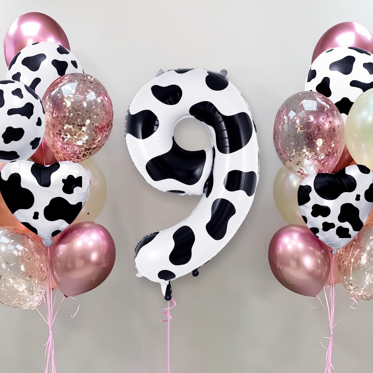 Cow Print Number 9 Balloon, Large 40 Inch Cow Number Birthday Balloons, Foil Mylar Number 9 Balloons For 9 Year Old Birthday Par