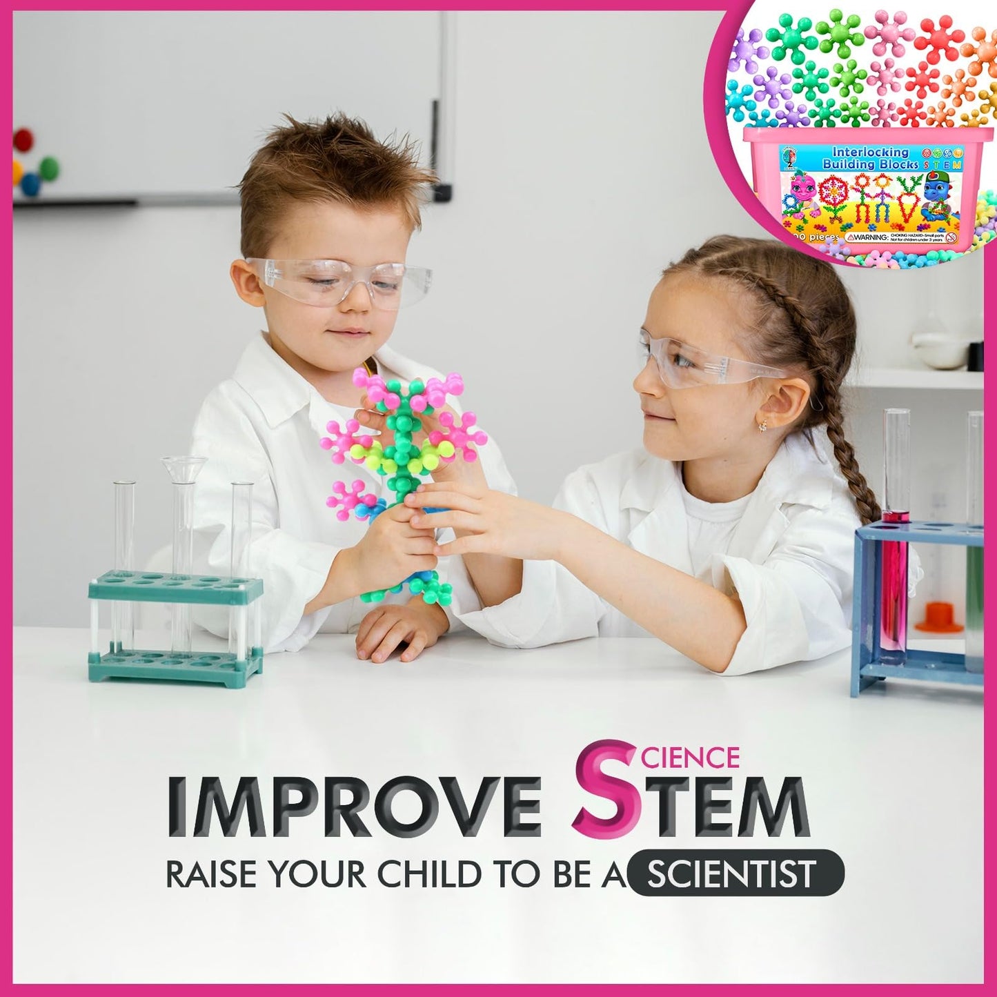 Curious 2 Learn Pastel Colors Building Blocks 300Ct - Kids Stem Toys Educational Building Toys- Discs Sets Interlocking, Solid Plastic For Preschool Kids Boys And Girls Aged 3+, Creativity Kids Toys