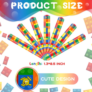 Civaner 24 Pieces Color Brick Party Slap Bracelet Colorful Building Blocks Pattern Slap Bracelets for Building Blocks Party Favo