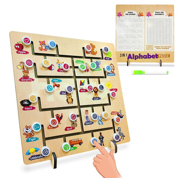 Wembley 3 In 1 Wooden Alphabet Puzzle For Kids Trace The Letters & Alphabets Abcd Creative Toy Educational Board Game For Babies